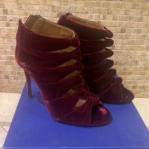 Aquazzura ruby red velvet sandal/bootie
